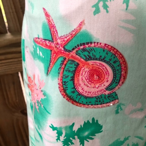 Jade Melody Tam Casual Skirt Sea Shells, Starfish & Coral Pattern Beaded Size 4 - Picture 3 of 8